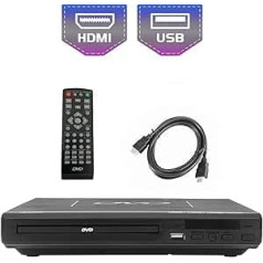 KCR DVD atskaņotājs televizoram, DVD/CD/MP3 ar USB portu, HDMI un AV izvadi (iekļauts HDMI un AV kabelis), tālvadības pults, bez reģiona