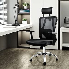 Sksbtf Office Chair Ergonomic Desk Chair with Adjustable Headrest and Armrest Computer Chair with Lumbar Support Ergonomic Chair for Home Office Study