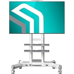 ONKRON TS1552 TV Floor Stand Height-Adjustable & TV Stand Rollable VESA Stand 600 x 400 for 40-70 Inch LED Flat & Curved Screens up to 45.5 kg / TV Stand with Two AV Compartments White