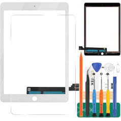 ‎Srjtek SRJTEK jaunā iPad Pro 9.7 2016. gada paaudzes skārienekrāna nomaiņa ar rūdītu stiklu un instrumentiem (bez LCD, bez sākuma pogas) — balts