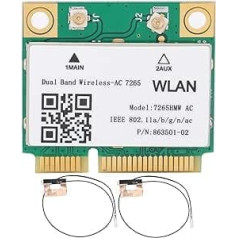 ‎Vbestlife Bezvadu tīkla karte divjoslu 7265HMW 802.11AC PCI-E WLAN BT4.2 adapteris + 2 antenas PCI-E tīkla kartes WiFi karte personālajam datoram ar Bluetooth