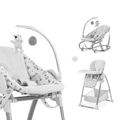 Hauck Sit N Relax 3-in-1 Children's Chair Set from Birth up to 15 kg with Rocker and Toddler Chair, Height-Adjustable Frame, Depth-Adjustable Blade, Large Basket and Safety Belt - Grey