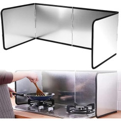 skytowards Splash Guard Foldable Kitchen Splash Guard Splash Guard Wall with Non-Stick Coating Hob Protection Splash Plate Kitchen Back Wall Foldable Pan Splash Guard for Stove Top (76.5 x 30.5 cm)