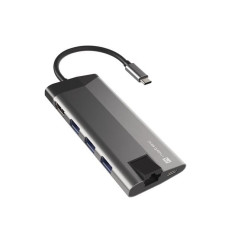 Dokstacija vairāku portu fowler plus usb-c pd, 3x usb 3.0, hdmi 4k, rj45, sd, micro sd