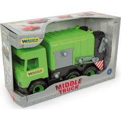 Green middle truck garbage truck in a box