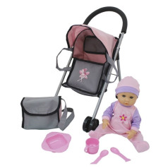 A stroller with a doll