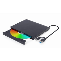 Gembird ārējais dvd ierakstītājs 8x, cd 24x usb 3.1 slim melns