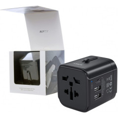 Pa-ta01 black universal travel network adapter 2xusb+1xusb c | 7.8a | fits in 150 countries