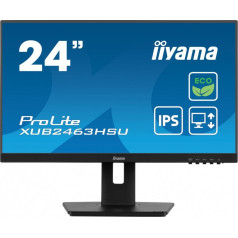 Monitors 23,8 collu prolite xub2463hsu-b1 ips, 100hz, eco, 3ms, slim, hdmi, dp, 2x usb3.22x2w, ir (150 mm), tco, epeat