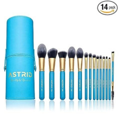 Astrid Warrior Goddess Collection MakeupPinsel, 14teiliges professionelles MakeupPinselSet mit Pinselhalter, inklusive Gesichts und AugenMakeupPinsel, veganfreundlich, weiche