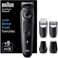 Braun BT5342 Beard Trimmer 5, триммер/триммер для волос на лице и голове, острые лезвия на весь срок службы, 39 настроек длины, подарочный набор, BT5342