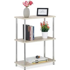 Relaxdays 3 Tier Shelving Unit Low Kitchen Shelving Multifunctional Open MDF / Metal Shelving Unit HBT: 76 x 60 x 30 cm Natural