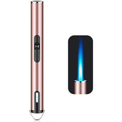 ibforcty Jet Torch Lighter Refillable Butane Lighter with Viewing Window Windproof Candle Lighter for BBQ, Camping, Stove, Kitchen, Stove, Stove, Men Gifts (Gas Not Included) (Pink)