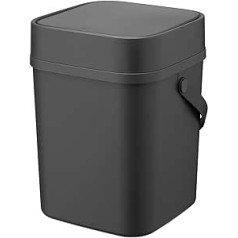 Navaris Rubbish Bin with Carry Handle - Waste Bin for Kitchen Bathroom Office Matt - 12 Litre Cosmetic Bin Rubbish Bin with Pressure Lid - in Grey