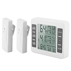 Fridge Thermometer Wireless Digital Acoustic Alarm Fridge Freezer Thermometer with 2 Pieces Sensor Min/Max Display