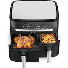 Moulinex Dual Easy Fry 8.3L - Dual Air Fryer, Energy Saving up to 70%, Capacity 5.2L and 3.1L, 7 Programmes, Crispy Results, Dishwasher Safe, Digital Recipe Book, EZ9018