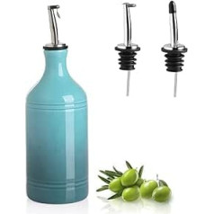 Sweejar Home Porcelain Olive Oil Dispenser Bottle, Opaque Oil Cruet Protects Oil to Reduce Oxidation, Suitable for Storing Oil, Vinegar and Other Liquids, 460 ml (Gradient Blue)