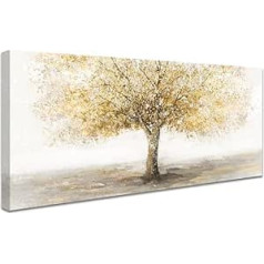 Yellow Tree with Frame Canvas Pictures Art Prints Wall Art Picture on Canvas Painting Poster Photo Picture Abstract Modern Wall Pictures Living Room Bedroom Wall Decoration Ready to Hang 50 x 120 cm