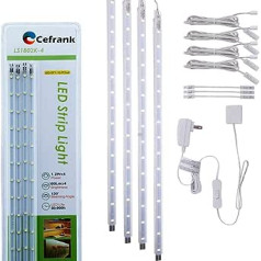 Display Cabinet Lighting, 4 x Flat & Expandable LED Light Strips 40 cm White 6000 K