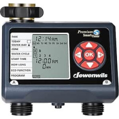 DEWENWILS Water Hose Timer, Programmable, 2 Independently Controlled Outputs, Digital Automatic Faucet Sprinker, Automatic Manual Rain Delay, ECO Mode