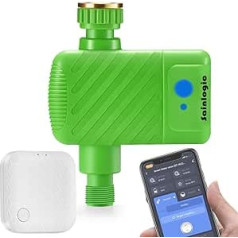 Sainlogic Irrigation Computer WLAN Irrigation System with Additional 2.4 GHz WiFi Smart Hub, App Remote Access, Automatic Watering, IP66 Waterproof, Water Flow Meter for Garden/Lawn (Green)