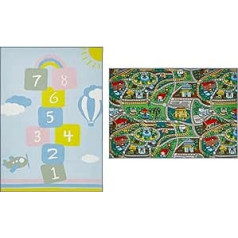 andiamo Children's Play Mat Reversible Rug with Streets and Bouncy Boxes Design, 133 x 190 cm