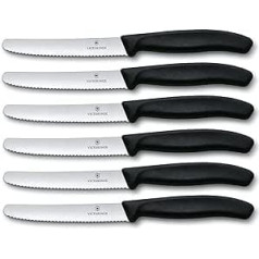 Victorinox - 6-tlg. Tafelmesser Set Swiss Classic ar Wellenschliff - Schwarz - spülmaschinengeeignet - rostfreier Edelstahl