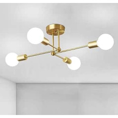 CIBITA Industrial Ceiling Light, 4 E27 Lights Chandelier Made of Golden Iron, Retro Sputnik Ceiling Light for Bedroom, Living Room, Kitchen, Adjustable Shape, Diameter 72 cm (without Bulb)