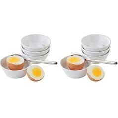 APS Set of 4 Stackable Egg Cups with High Rim Made of Melamine - Dimensions: 8 x 8 cm / Height: 3 cm / Colour: White (Pack of 2)