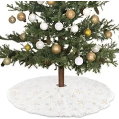 N/S Christmas Tree Skirt, Diameter: 78 cm, Round Plush Christmas Tree Skirt, Christmas & New Year Decoration, White