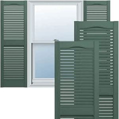 Ekena Millwork Lifetime Vinyl LL1S12X04300FG Standard Cathedral Top Center Mullion Open Slats Vinyl Shutters with Installation Fastener and Matching Screws (Per Pair), 12