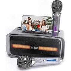 AFAITH karaoke iekārta, 2 mikrofoni, skaņas sistēma, pārnēsājams ar Bluetooth skaļruni, bezvadu savienojums bērniem un pieaugušajiem, mājas ballīte