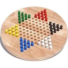 WE Games Solid Wood Chinese Checkers with Wooden Pegs - 11.5 inch Diameter