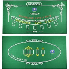 Galda kazino filca izkārtojums Texas Holdem pokeram un blekdžekam — Premium profesionālās klases blekdžeks un pokera paklājiņš tematiskajai ballītei, pokera vakaram, līdzekļu vākšanai un sapulcēm