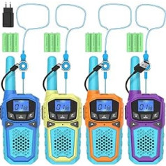 Walkie Talkie Children's 4-Piece Radio USB Rechargeable High Range Woki Toki with VOX Battery and Charging Station Toy from 3 4 5 6 7 8 9 10 Years
