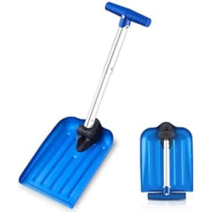 Orientools Aluminium Snow Shovel Telescopic T-Handle for Garden/Sports Suitable for Storage in Cars or Lorries 60cm Long with 20.5cm x 20.5cm Square Blade Silver/Blue