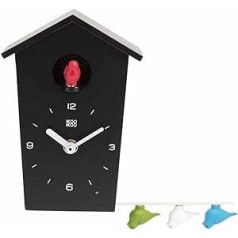 KOOKOO Birdhouse Mini Schwarz, dizains Kuckucksuhr mit 12 Vogelstimmen vai Kuckuck