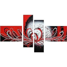 Fokenzary Leinwandbild handgemalt Rot und Schwarz modern abstrakt fließende Farben gerahmt fertig zum Aufhängen