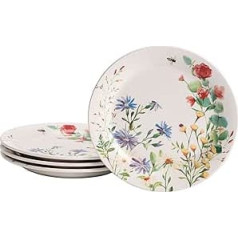 Bico Sommer-Provence Ceramic Salad Plates, 22 cm, Set of 4, Salad, Appetizer, Microwave and Dishwasher Safe