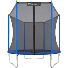 Ultrasport Uni-Jump Gartentrampolin, Ø 183-460cm,TÜV Rheinland +GS geprüft, Kindertrampolin, Komplettset mit Sprungmatte, Sicherheitsnetz, verzinkten Federn, gepolsterte Netzpfosten und Randabdeckung