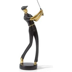 Amoy-Art golfa spēlētāja figūras statuja skulptūra golfa spēlētāja dāvana polirezīna dekoratīvā māksla melns 24 cm