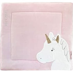 Doudou et Compagnie DC3318 Laufgittermatte, 100 x 100 cm, Kollektion Tapidou – Motiv Einhorn Rosa/Gold – 80 x 150 cm