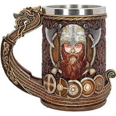 Nemesis Now Drakkar Dragon Boat Resin Tankard ar nerūsējošā tērauda krāsojumu vienā izmērā