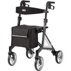 Bischoff & Bischoff Alevo Carbon Rollator, фальтбар – Leichtgewicht-Rollator für drinnen und Draußen, Gehwagen mit abnehmbarer Tasche, Silber