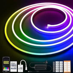 Dreamcolor RGBIC neona LED sloksne 3 m, DC12 V, 96 LED/M, WiFi LED sloksne ar mūzikas sinhronizāciju, darbojas ar Alexa, Google Assistant, 84 Scene DIY, neona LED sloksnes IP67 ūdensizturīgas LED pasaku gaismas