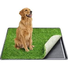 PICK FOR LIFE Dog Grass Toilet, Large Size 20 x 25 Inch, Indoor Outdoor Dog Potty Systems, Portable Toilet with Fake Grass and Tray, Reusable Trainer Tray for Puppy Training