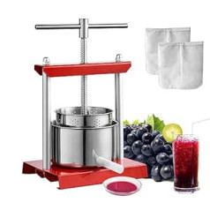 VEVOR 2 L Fruit Press Apple Press Fruit Press with T-Handle Berry Press 14 x 13 cm Apple Press Manual Juicer Fruit Press Mechanical Stainless Steel Press Suitable for Juice Fruit Puree etc.