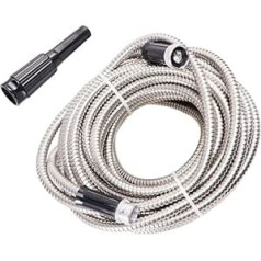 GANAZONO Stainless Steel Garden Hose Water Hose 30 m Irrigation Hose Retractable Hose Stainless Steel Hose Metal Hose Water Pipe Accessories Flexible Silver