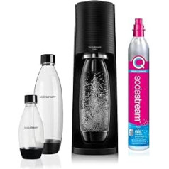 SodaStream Water Carbonator Black Value Pack x3 ar 2 x 1 litru 2 litru pudeles trauku mazgājamām mašīnām un 1 ātrā savienojuma cilindru, Terra Black