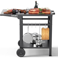 inkmin Verbesserter Doppel-Regal Beweglicher Esswagen Outdoor BBQ Tisch Edelstahl Küche Essen Prep Arbeitstisch auf Rädern